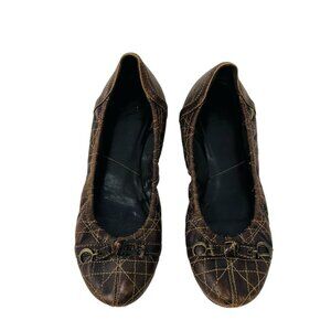 Christian Dior Leather Cannage Quilted Ballet Flat Size 39,5 brown